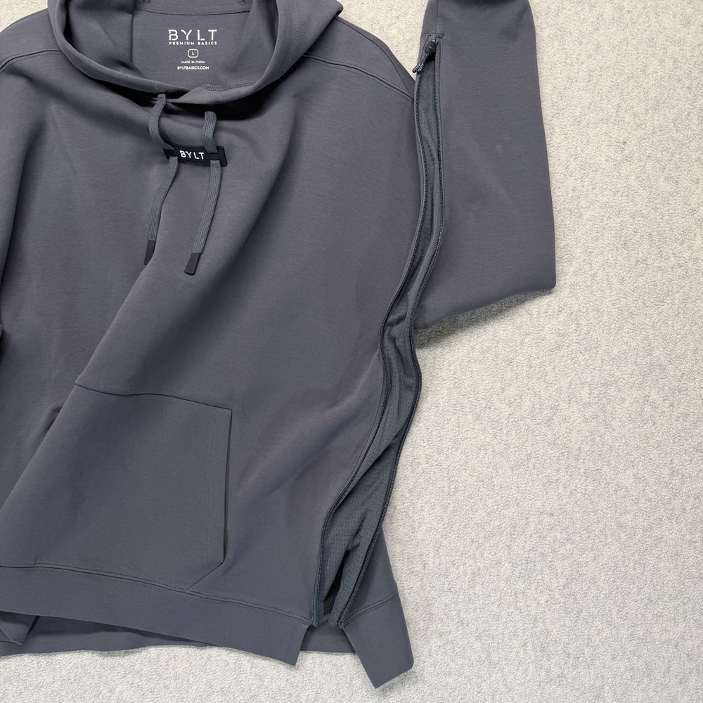 BYLT Premium Basics Drop-Cut Hoodie Gray Pullover Mens Large - Picture 6 of 12